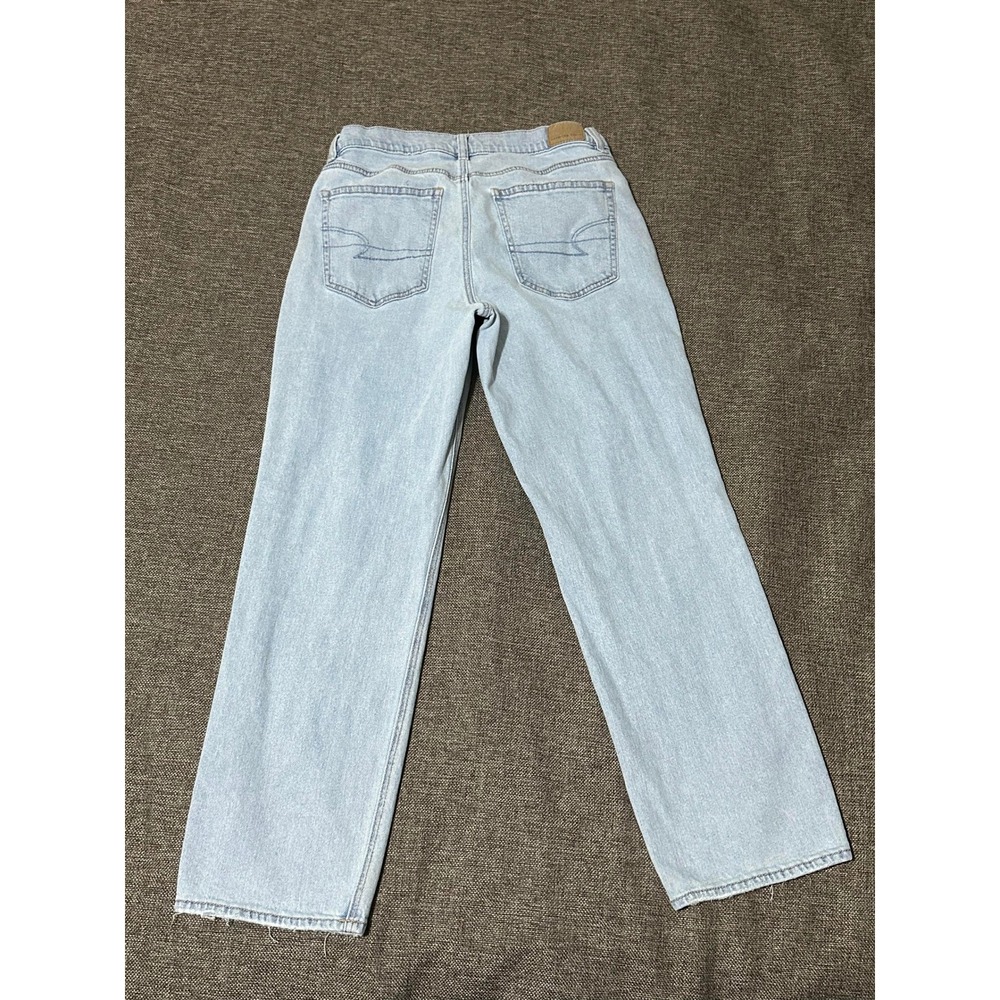 American Eagle Women's 8 Short Jeans Light Wash High Rise Straight Leg Stretch - Picture 10 of 13
